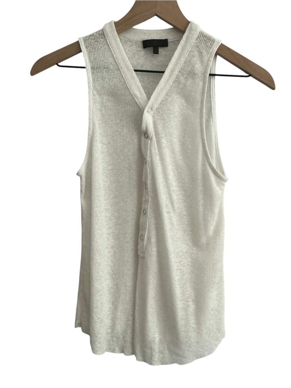 The Range Women Top White Small Tank‎ Linen Minimalist Luxury Ribbed Neutral